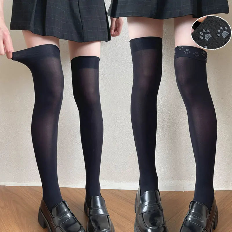 Velvet thigh high socks detail