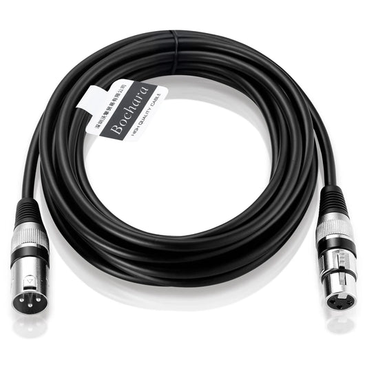 Black 3m XLR male to female balanced cable for DJ mixer, microphone and powered speaker