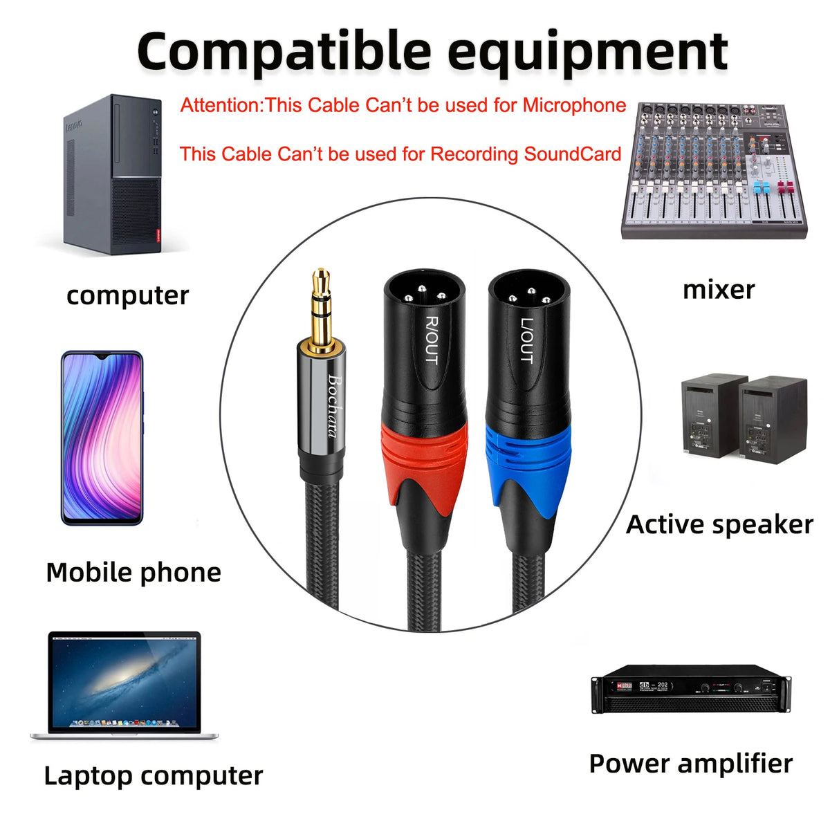 3.5mm to XLR compatible equipment