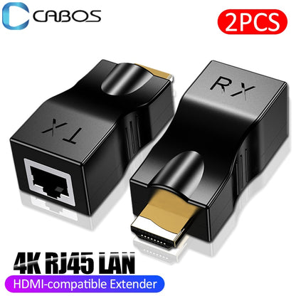 RJ45 4K HDMI-compatible Extender Extension Up to 30m Over Cat5e CAT6 Ethernet Cable RJ45 Ports LAN Network For PS3 TV PC DVD STB