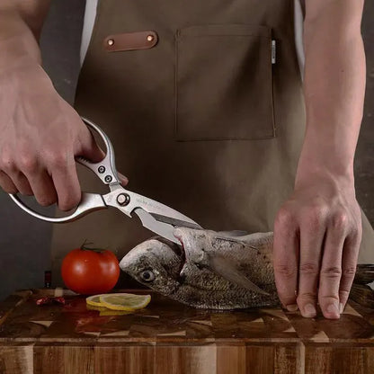 Professional 8.5-inch Stainless Steel Kitchen Scissors with Aluminium Alloy Handle - Perfect for Cutting Chicken Bones Meat Fish