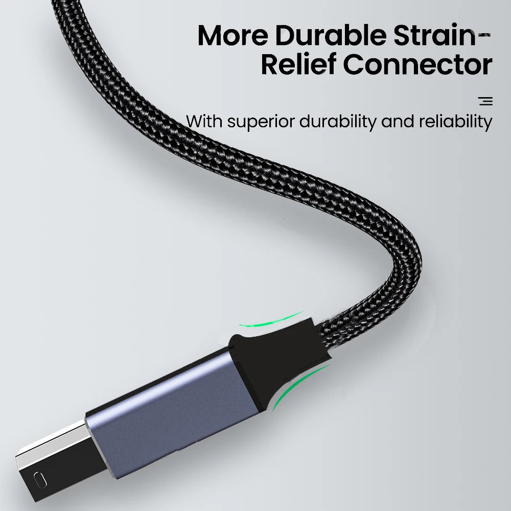 USB-B connector strain relief