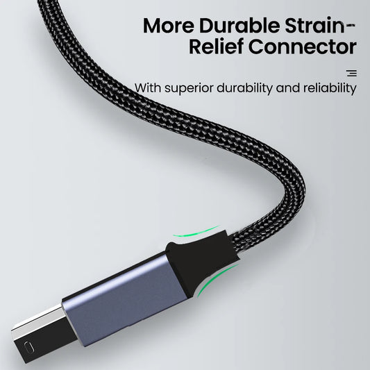USB-B connector strain relief