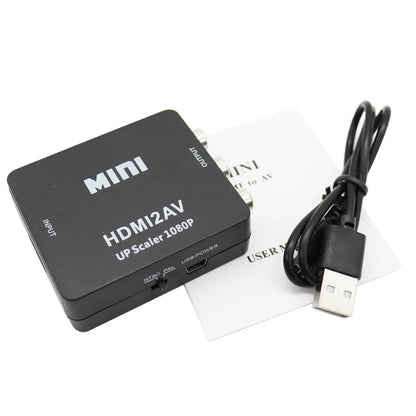 HDMI to AV converter with USB power cable and manual