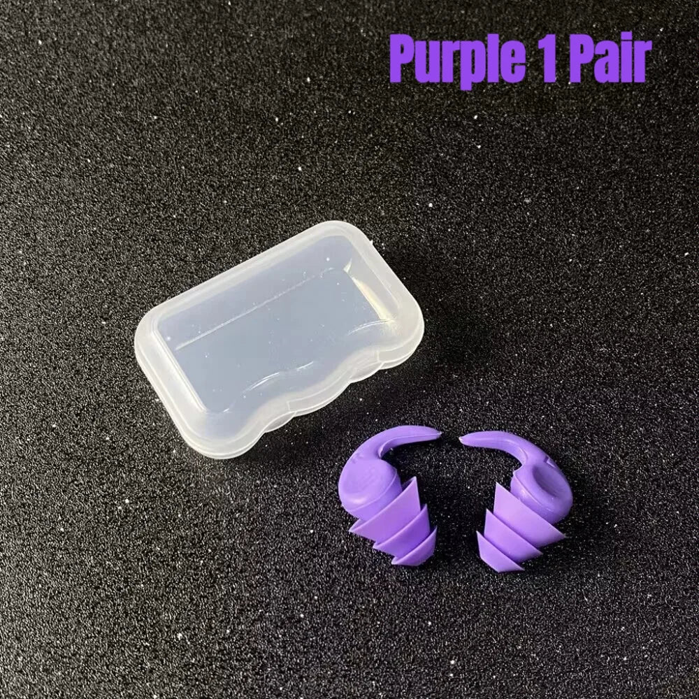 Purple silicone earplugs