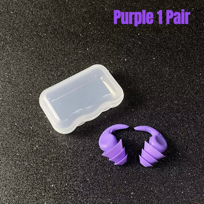 Purple silicone earplugs