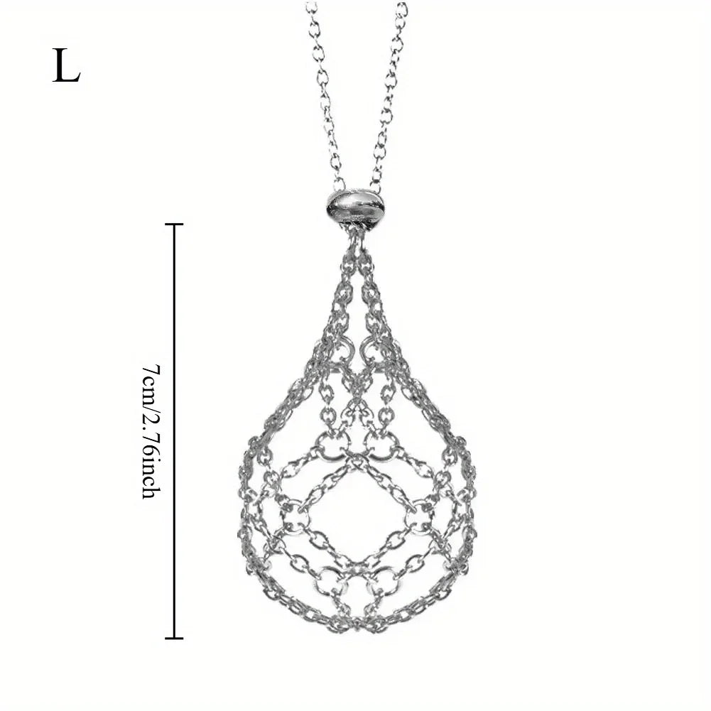 Crystal holder cage necklace detail