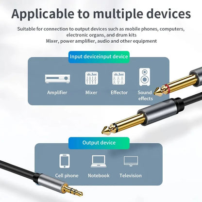 3.5mm to dual 6.35mm cable connection diagram