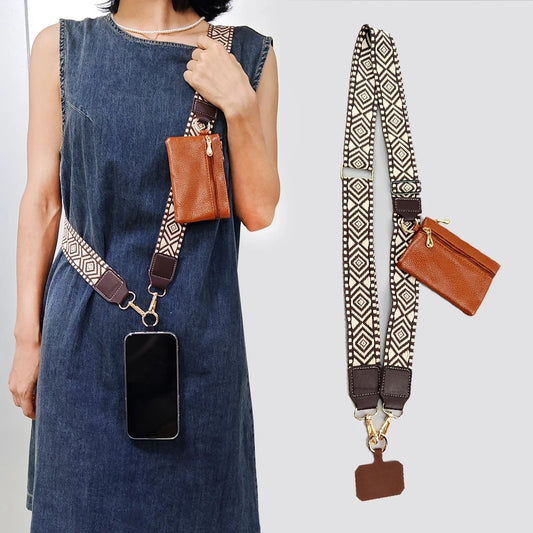 Stylish Adjustable Crossbody Mobile Phone Lanyard plus Wallet