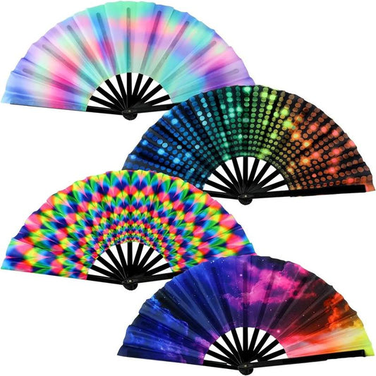 UV Glow Reactive Colourful Folding Festival & Party Fan