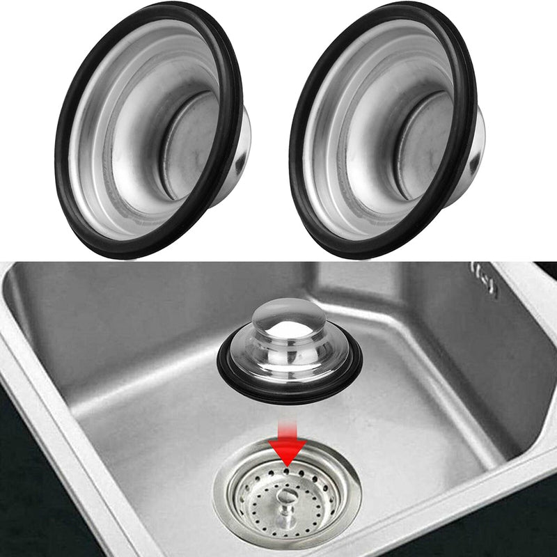 2 Pcs Stainless Steel Sink / Waste Disposal Cover / Stopper Plug