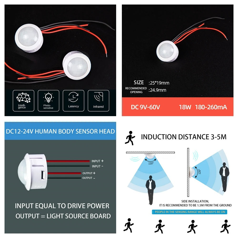 LED Sensitive Infrared Motion Sensor Switch - DC12v/24v & 110v/220v