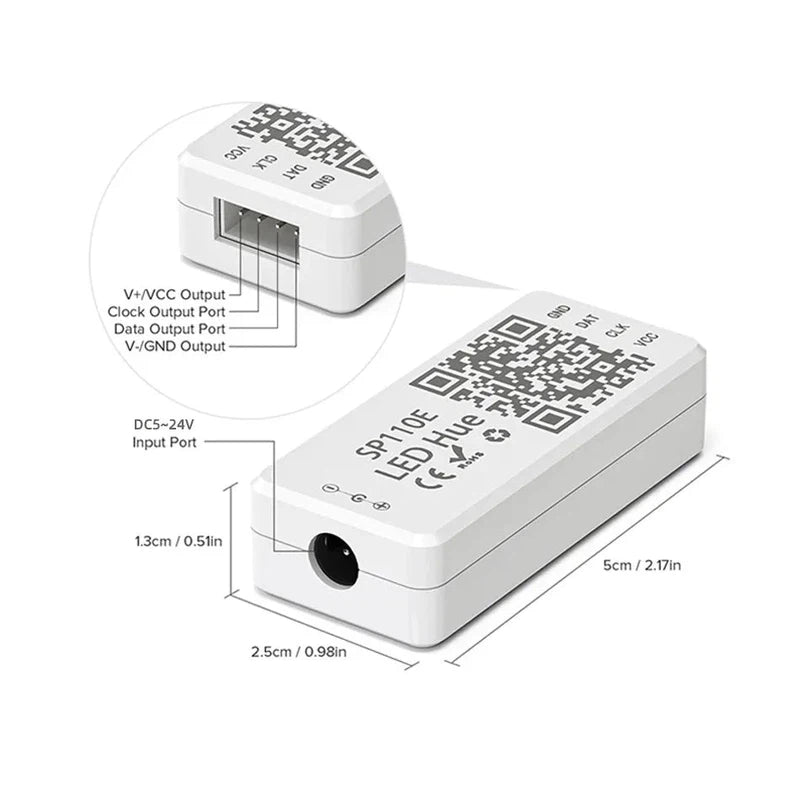 Controller, SP110E, RGB Bluetooth & Smart APP, 5-24V, 1024 Pixel for WS2811 WS2812B APA102 SK6812 SPI Addressable LED Strip Light