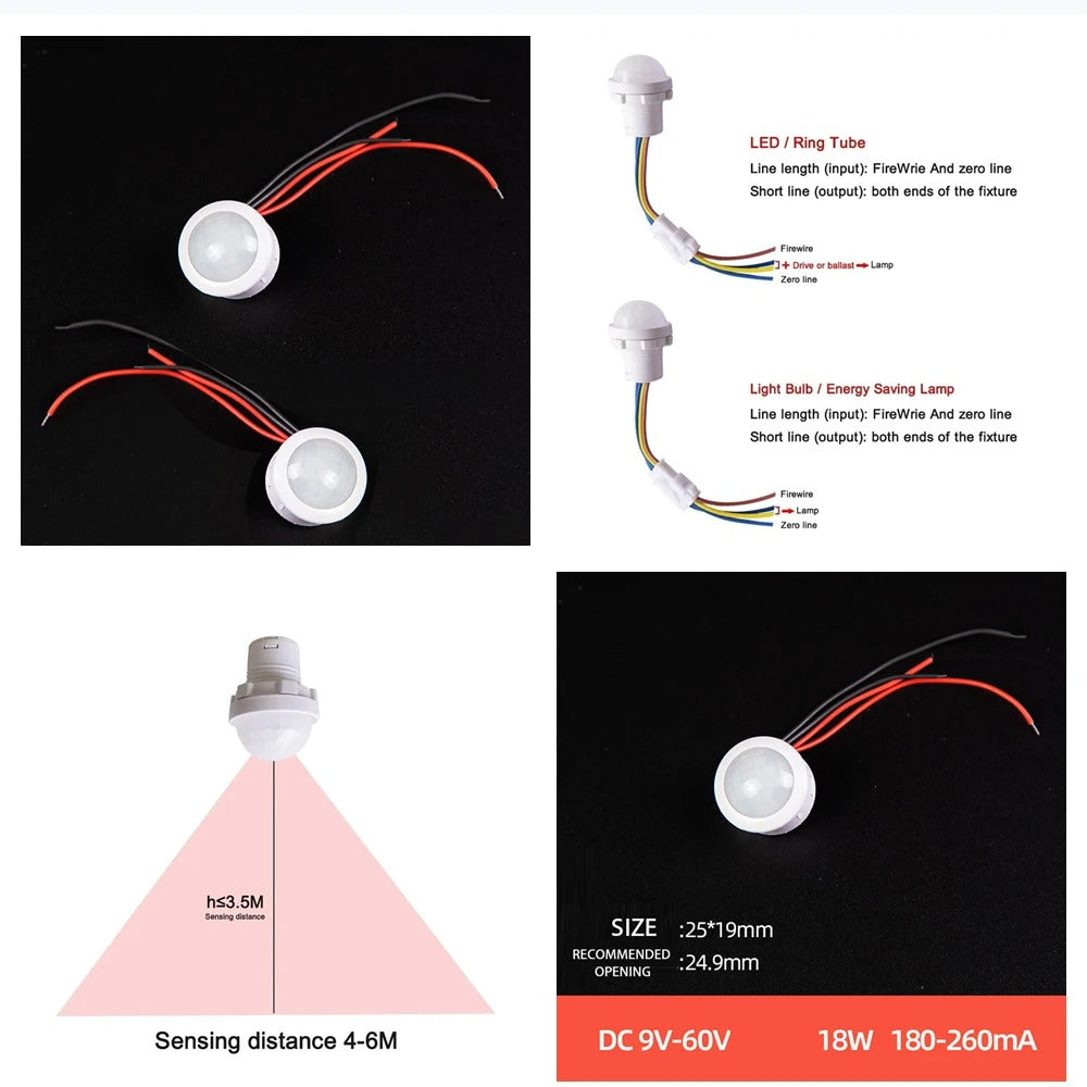 LED Sensitive Infrared Motion Sensor Switch - DC12v/24v & 110v/220v
