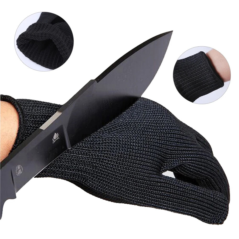 Anti-Cut Black Steel Wire  Mesh Gloves