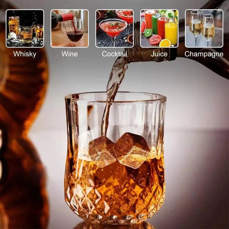 Whiskey Stones Glasses Set Granite Ice Cube For Whisky in Wooden Bottle Box