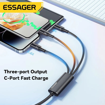 Essager 1.2metre 100W 3-in-1 Fast Charging Cable