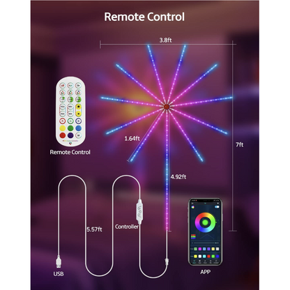 Smart Firework RGB LED Magic Color Light package, USB w/Controller