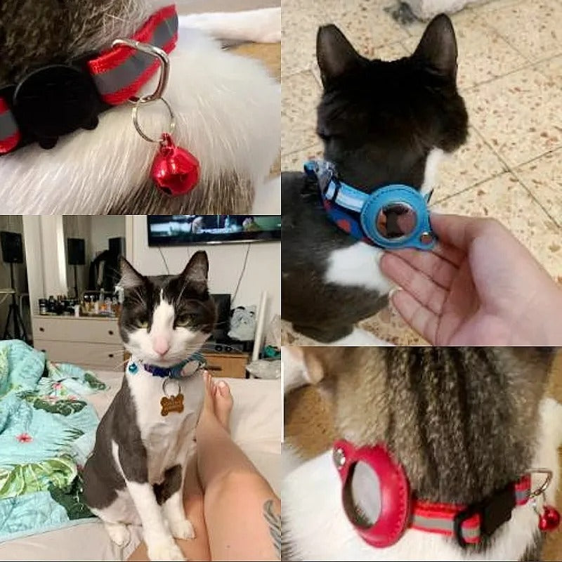 Reflective Pet Collar with Apple AirTag Holder & Bell