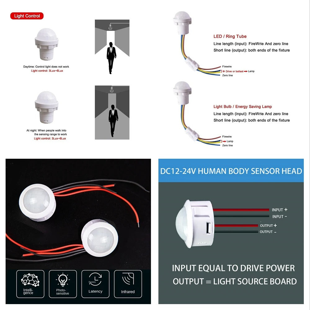 LED Sensitive Infrared Motion Sensor Switch - DC12v/24v & 110v/220v