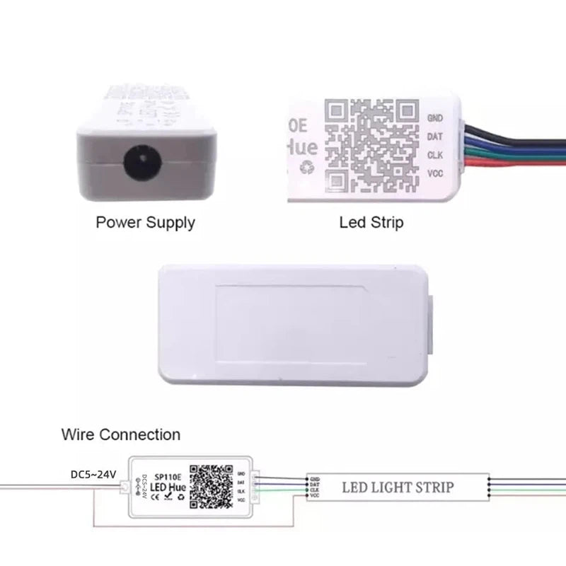 SP110E RGB Controller Bluetooth Smart APP 5-24V 1024 Pixel for WS2811 WS2812B APA102 SK6812 SPI Addressable LED Strip Light