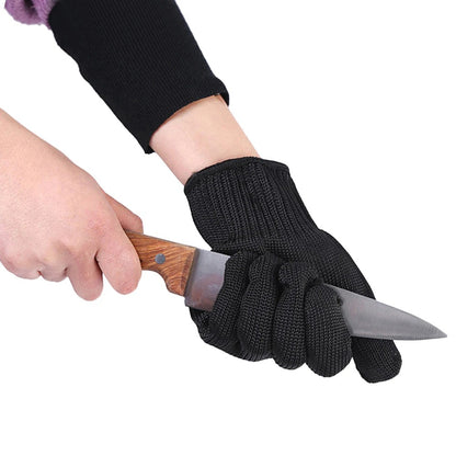 Anti-Cut Black Steel Wire  Mesh Gloves