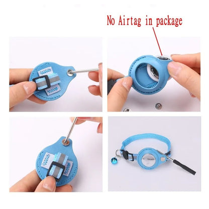 Reflective Pet Collar with Apple AirTag Holder & Bell