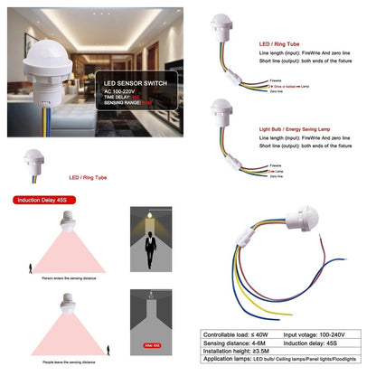 LED Sensitive Infrared Motion Sensor Switch - DC12v/24v & 110v/220v