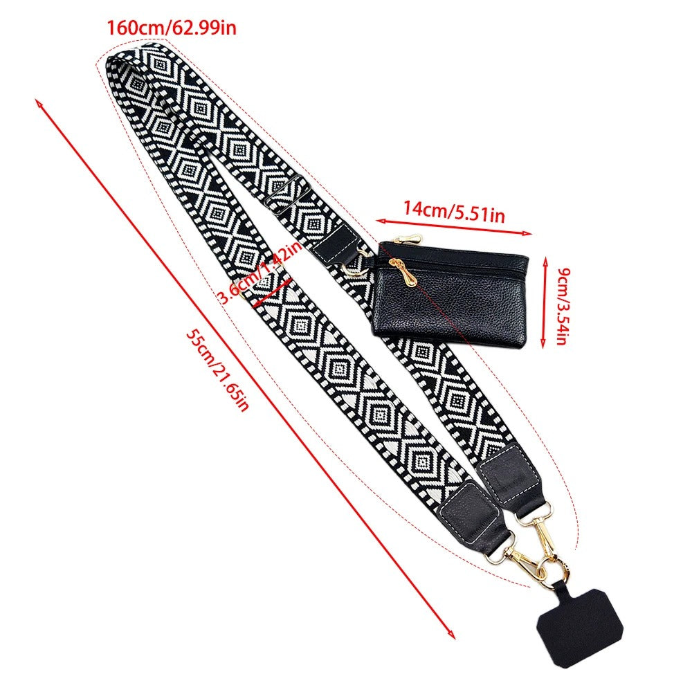 Stylish Adjustable Crossbody Mobile Phone Lanyard plus Wallet