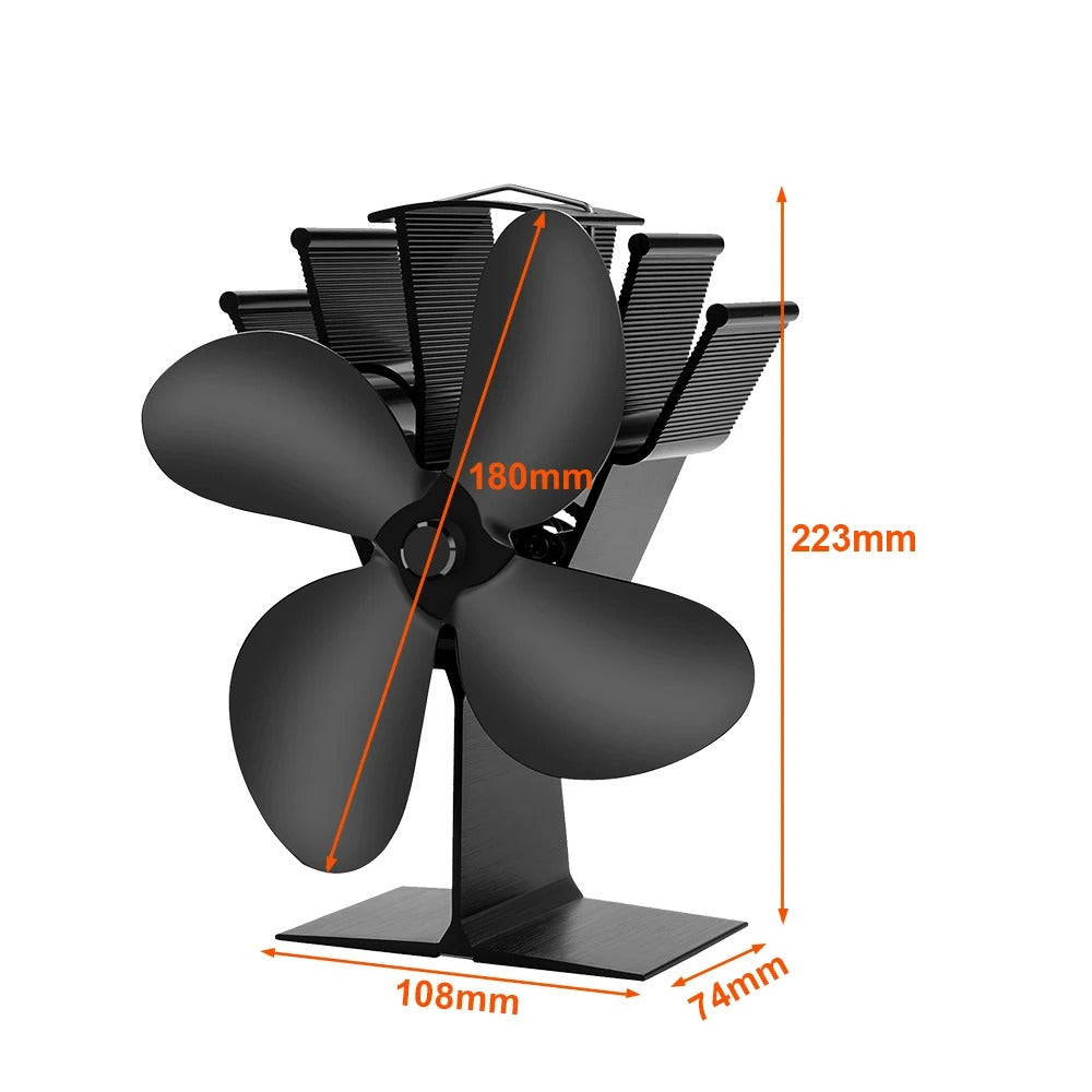 4-Blade Heat-Powered Fireplace Fan