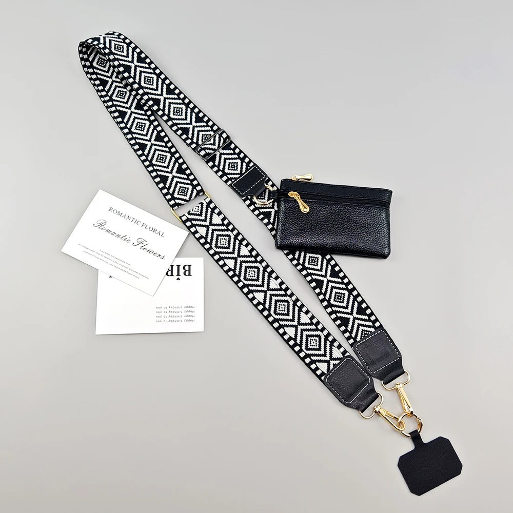 Stylish Adjustable Crossbody Mobile Phone Lanyard plus Wallet