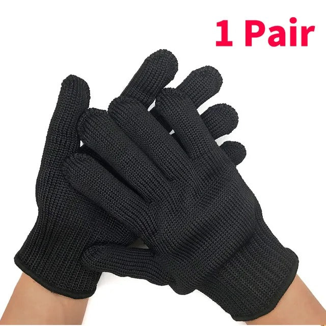 Anti-Cut Black Steel Wire  Mesh Gloves
