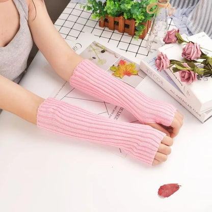 Fingerless Gloves Women's Warm Arm Sleeve 30cm