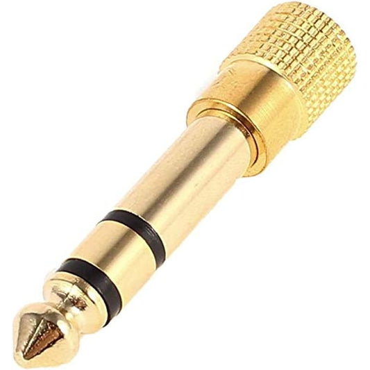 Stereo Headphone Audio Adapter Gold 6.3mm 1/4" Male Plug to 3.5mm 1/8" Female Jack