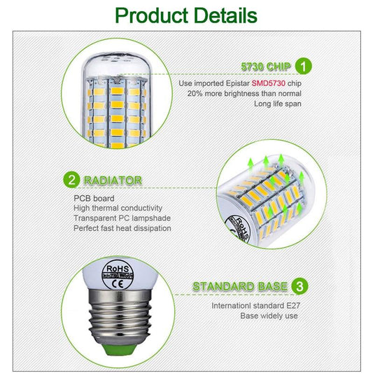 E27 Corn Light Led Lamps 220V/24LEDS-Sparts NZ