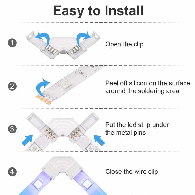 Corner degree pin RGB LED Strip connector