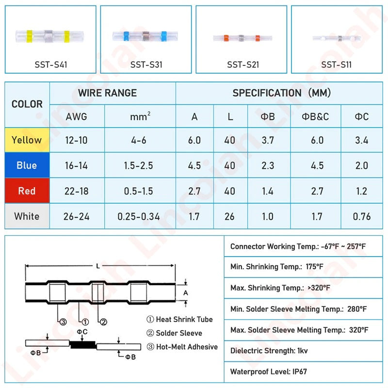 Heat Shrink Waterproof Solder Seal Wire Connectors Set