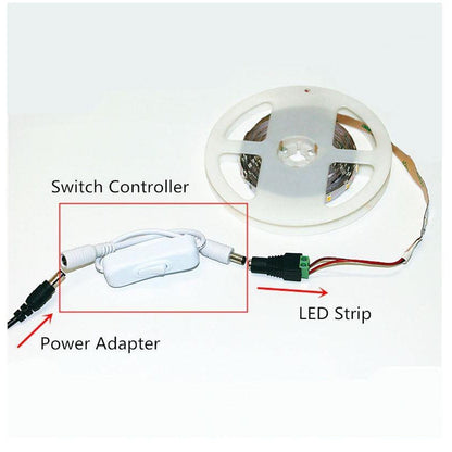 Inline switch for 12V power / LED light - 5.5x2.1mm DC Connector Jack-Sparts NZ