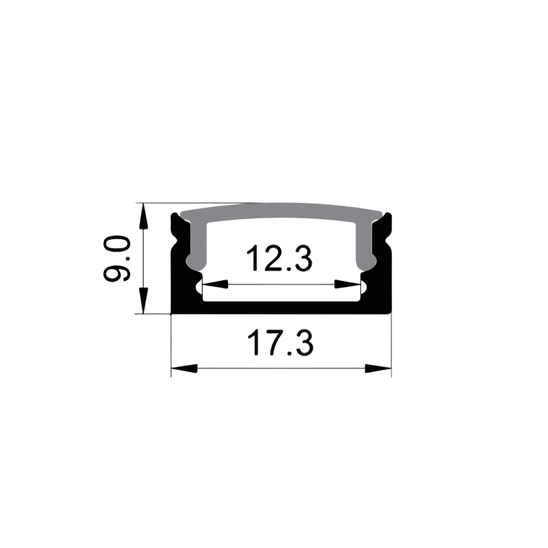 LED Aluminium Extrusion Profile strip Black Exclusive diffuser