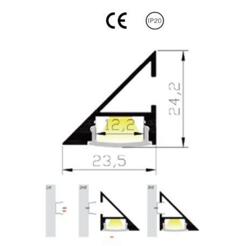 LED Aluminium Extrusion Wall Downlight Profile for LED strip-LED-Sparts NZ