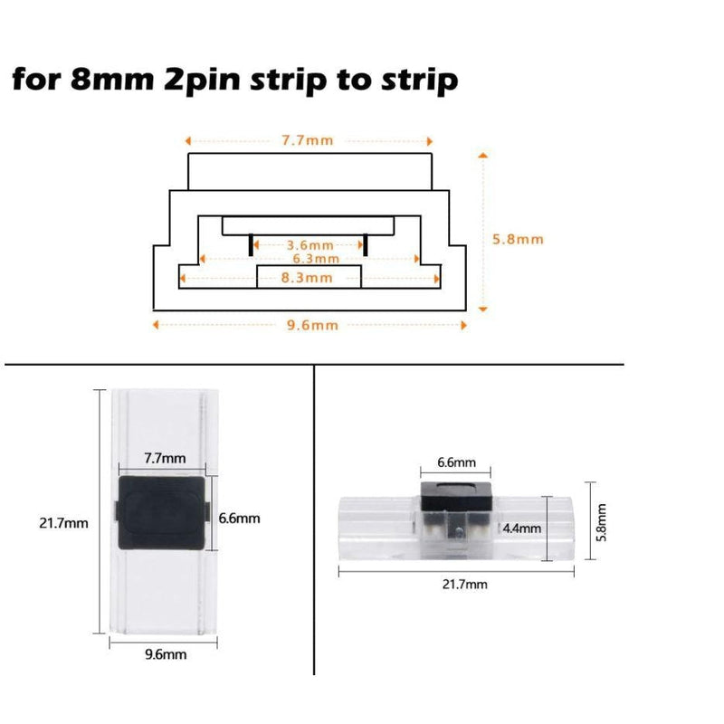 LED Strip Connector for 2pin 3528/5050 Slim 8mm or 10mm IP20 LED Strip-Sparts NZ