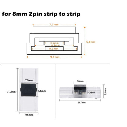 LED Strip Connector for 2pin 3528/5050 Slim 8mm or 10mm IP20 LED Strip-Sparts NZ