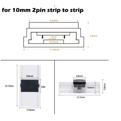 LED Strip Connector for 2pin 3528/5050 Slim 8mm or 10mm IP20 LED Strip-Sparts NZ
