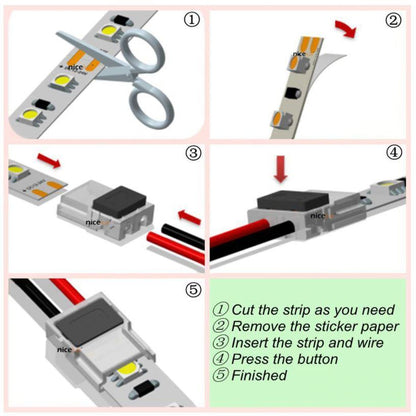 LED Strip Connector for 2pin 3528/5050 Slim 8mm or 10mm IP20 LED Strip-Sparts NZ