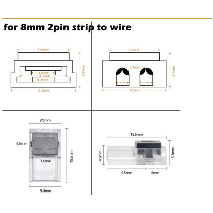 LED Strip Connector for 2pin 3528/5050 Slim 8mm or 10mm IP20 LED Strip-Sparts NZ