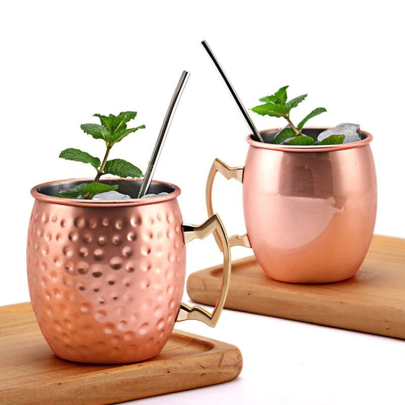 Moscow Mule Mug Stainless Steel Hammered Copper Plated Beer Coffee Cup