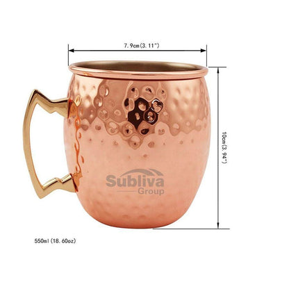 550ml Moscow Mule Mug Stainless Steel Hammered Copper Plated Beer / Coffee Cup-Sparts NZ