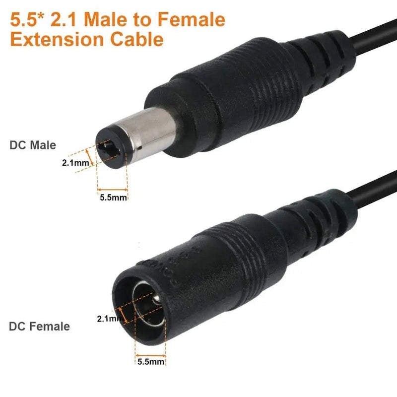 DC Extension Cable 2.1mm x 5.5mm Female to Male Plug