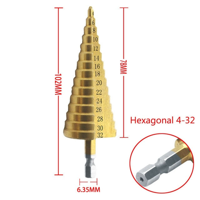 pcs HSS Titanium Coated Step Drill Bit Drilling Power Tools Metal High Speed Steel Wood Hole Cutter Cone