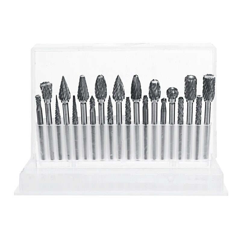 pcs Solid Carbide Rotary Burrs Drill Bit Tungsten Steel Double Cut Grinder Shank File